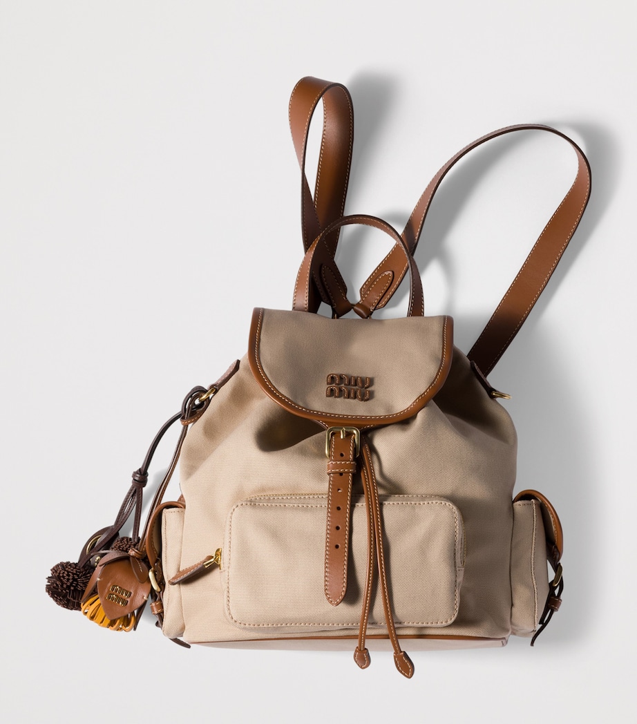 Miu Miu Canvas-Leather Backpack Image 2