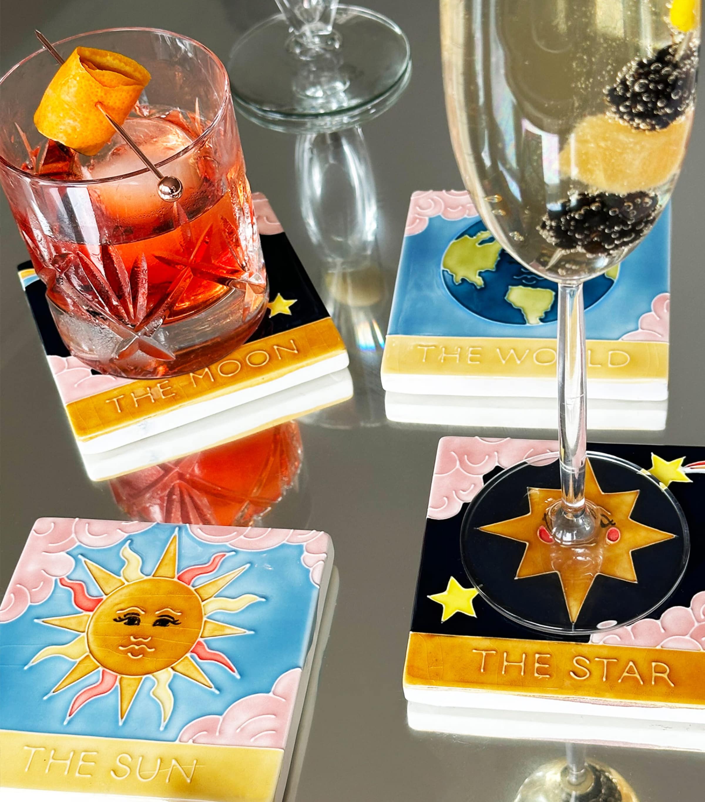 Set of 4 Tarot Coasters MULTI Image 3