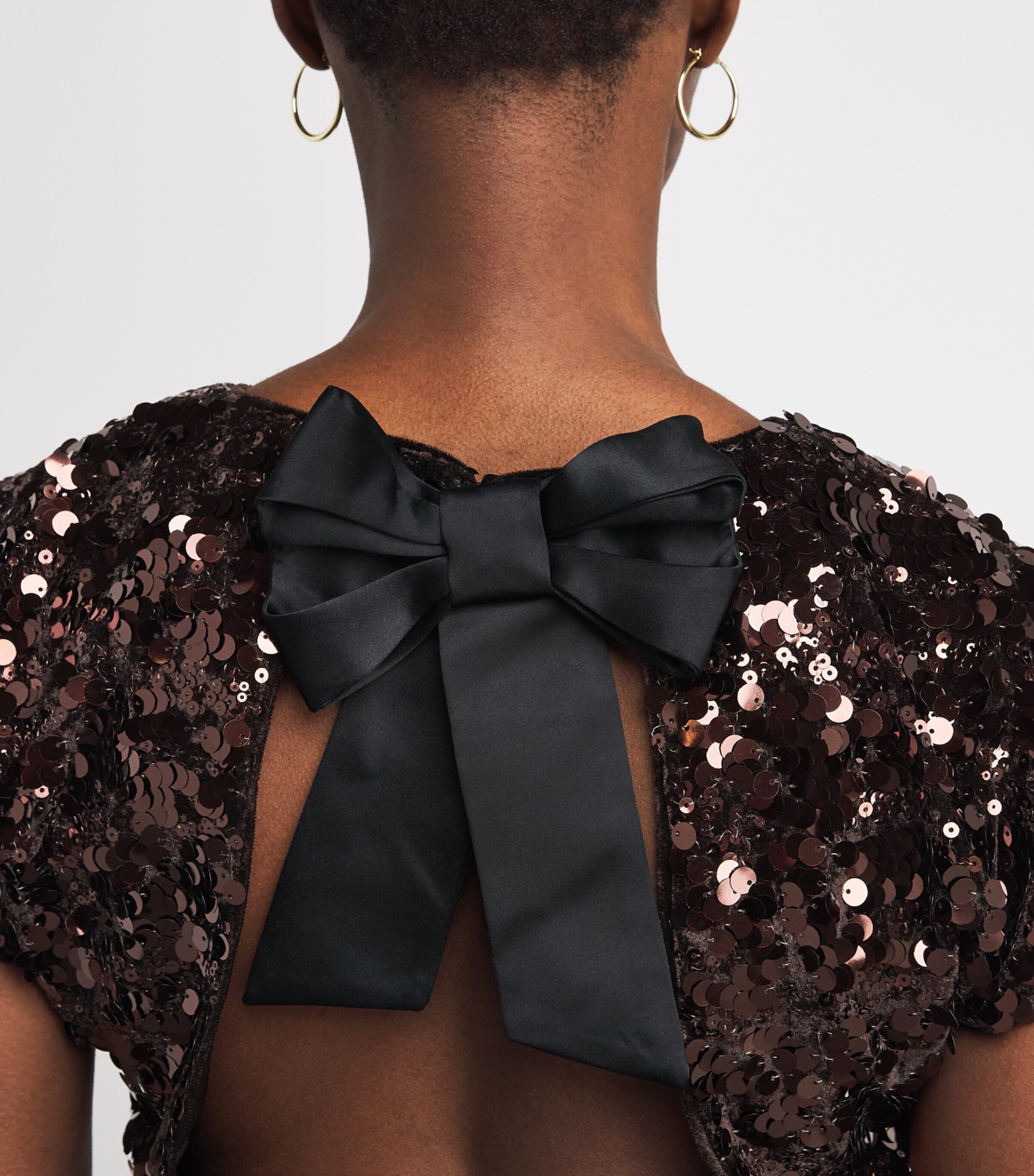 GANNI Womens Sequin-Embellished Open-Back Top Zwx Demitasse Image 3