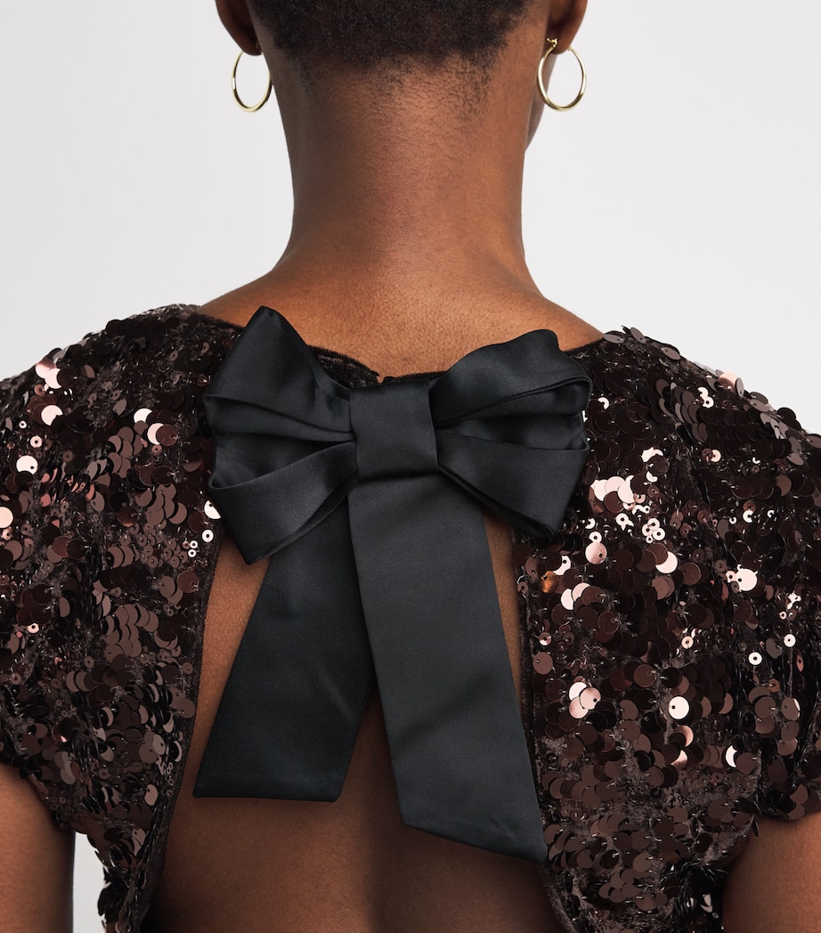 GANNI Womens Sequin-Embellished Open-Back Top Zwx Demitasse Image 3