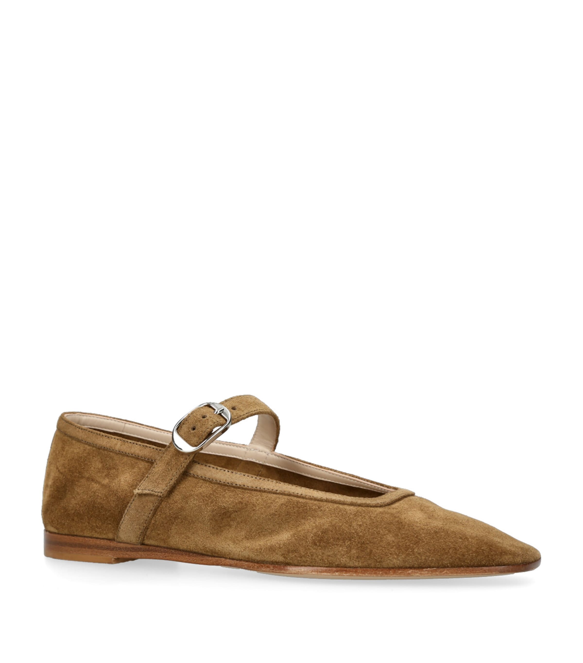 Suede Mary Jane Ballet Flats TAUPE Image 3