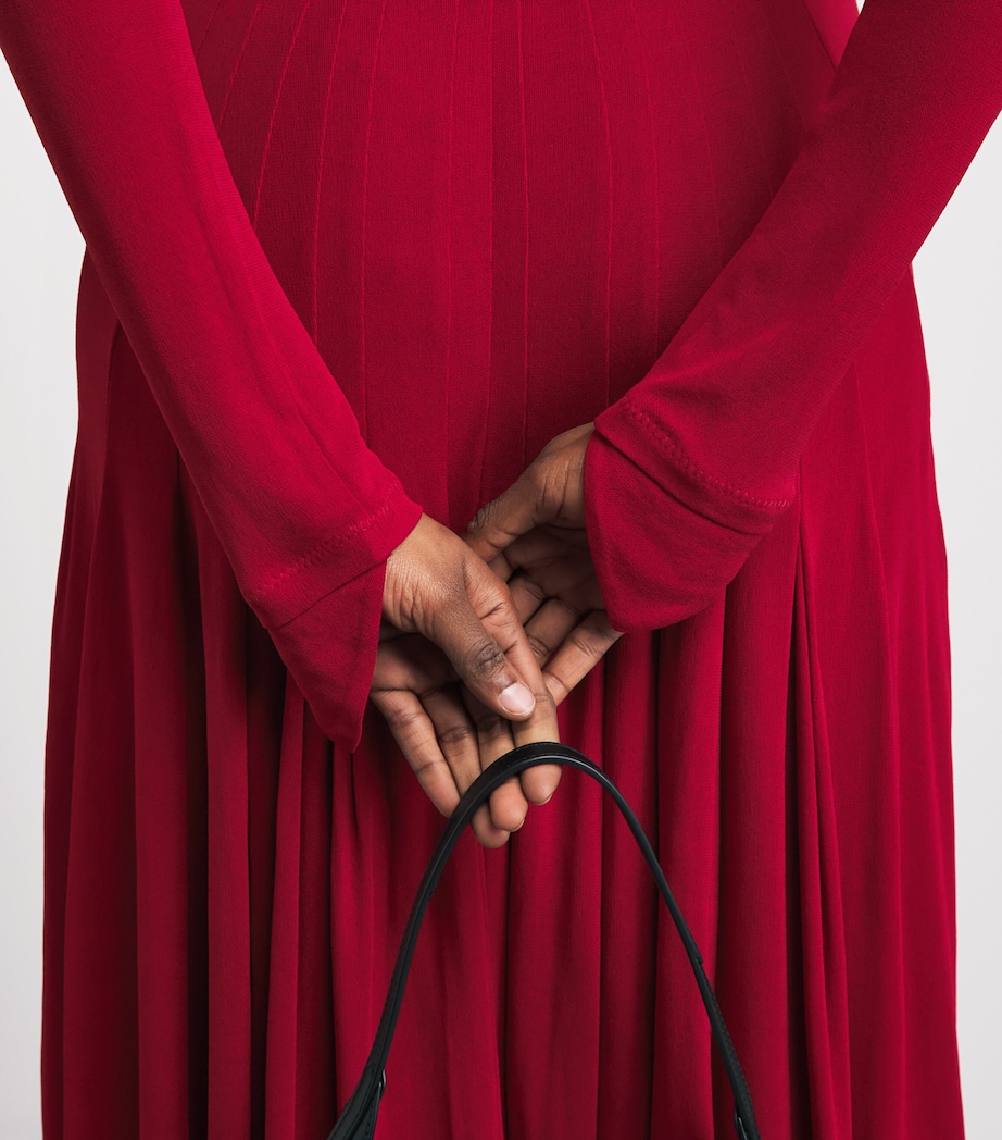 Tory Burch Womens Jersey Pleated Midi Dress Rouge Image 5