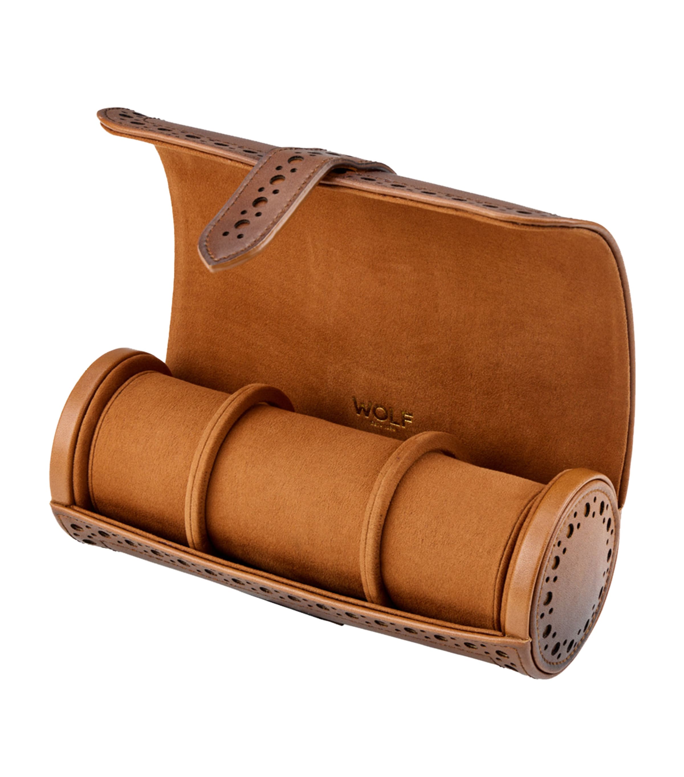 WOLF Brogue Triple Watch Roll Burnished Brown Image 2