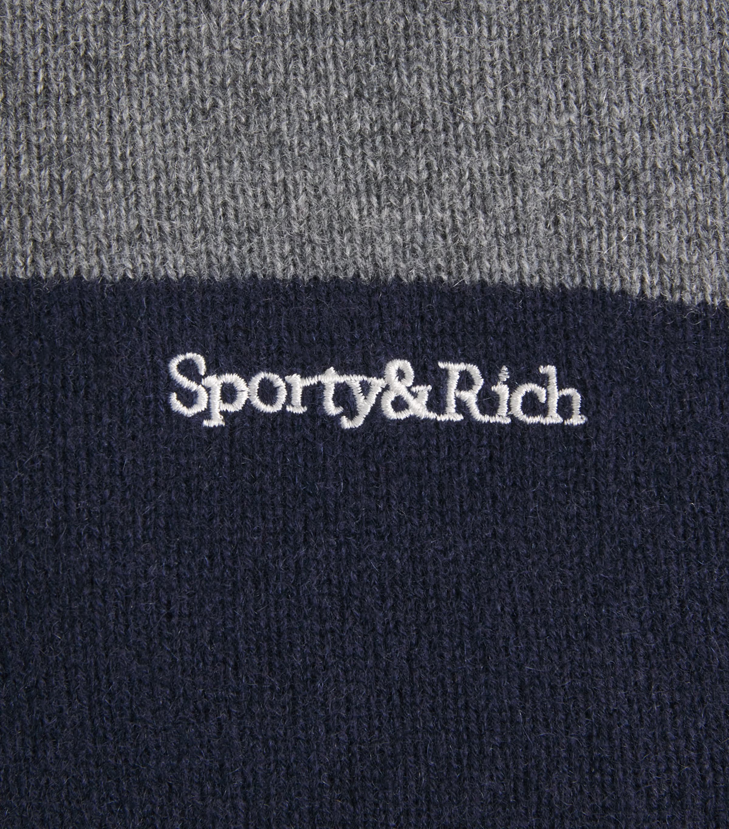 Cashmere-Wool Rugby Polo Sweater 4016 HTH GR/DRKNV/EC Image 5
