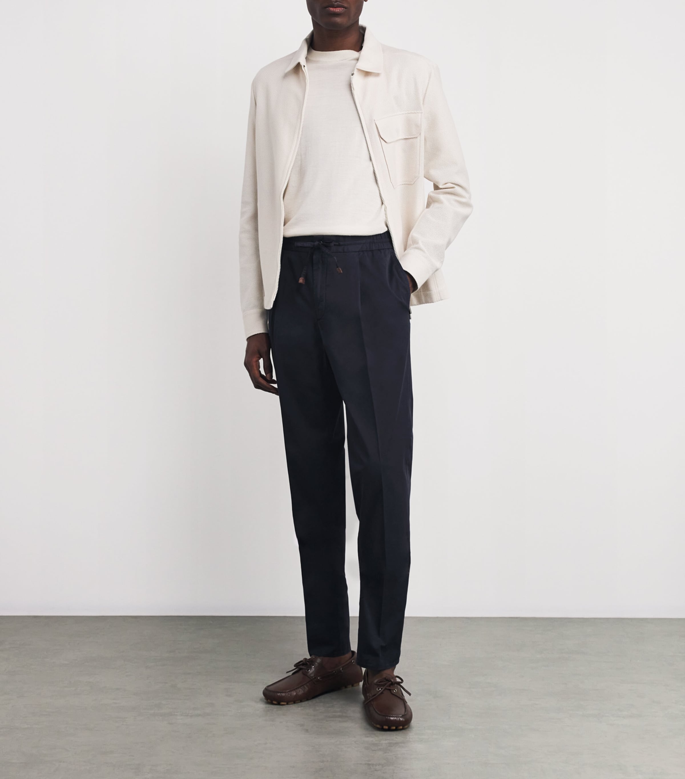 Cotton-Blend Drawstring Tailored Trousers 821 BLU SCURO Image 2