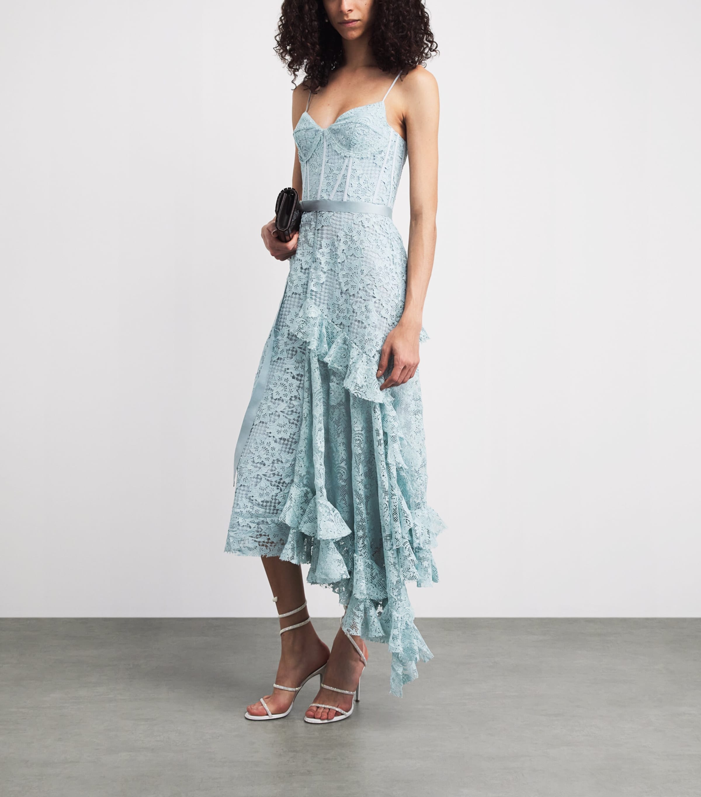 Erdem Womens Floral Lace Midi Dress Sky Blue Image 2