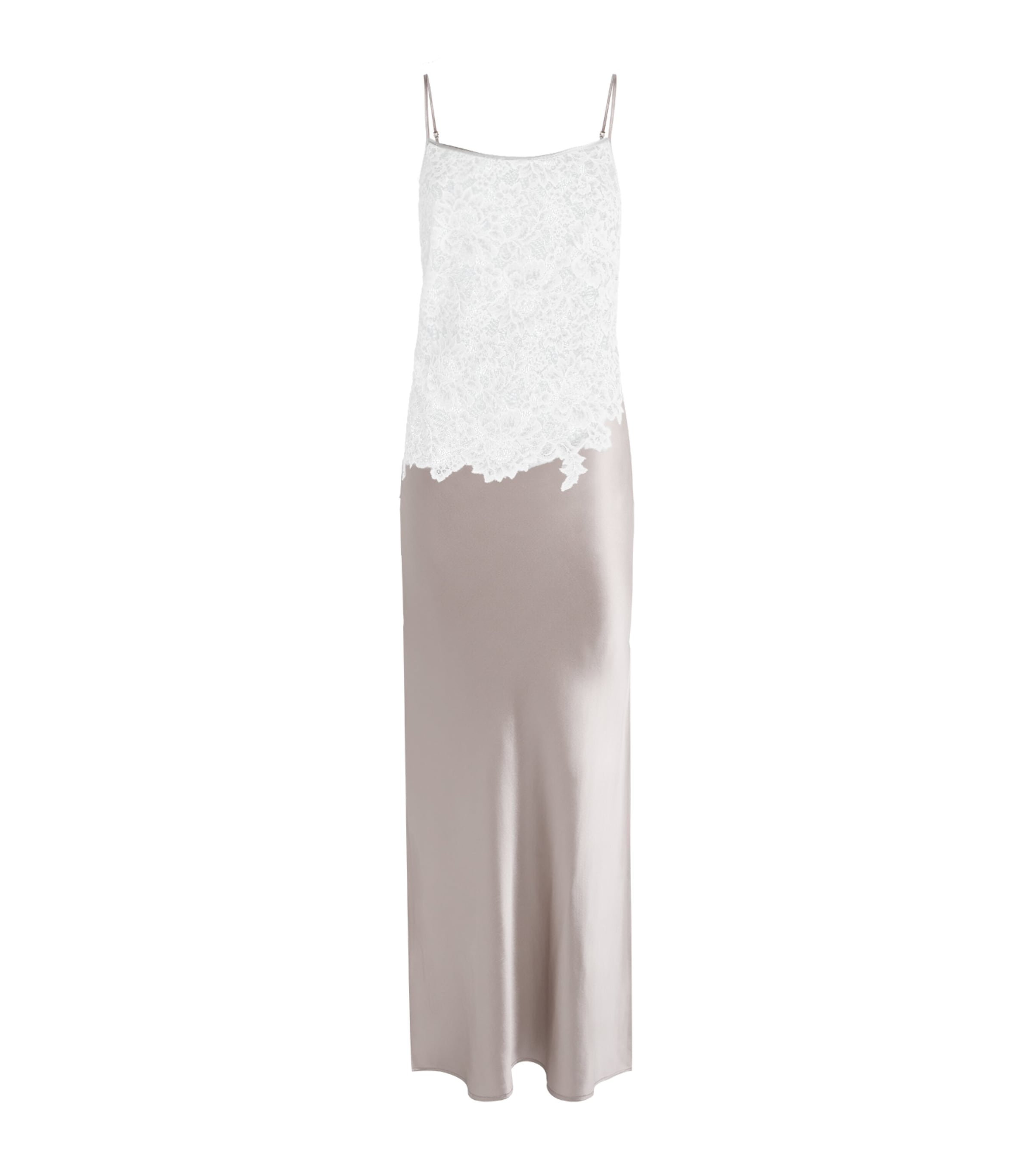 Marjolaine Womens Mulberry Silk Carmela Slip Dress Gris/naturel Image 1