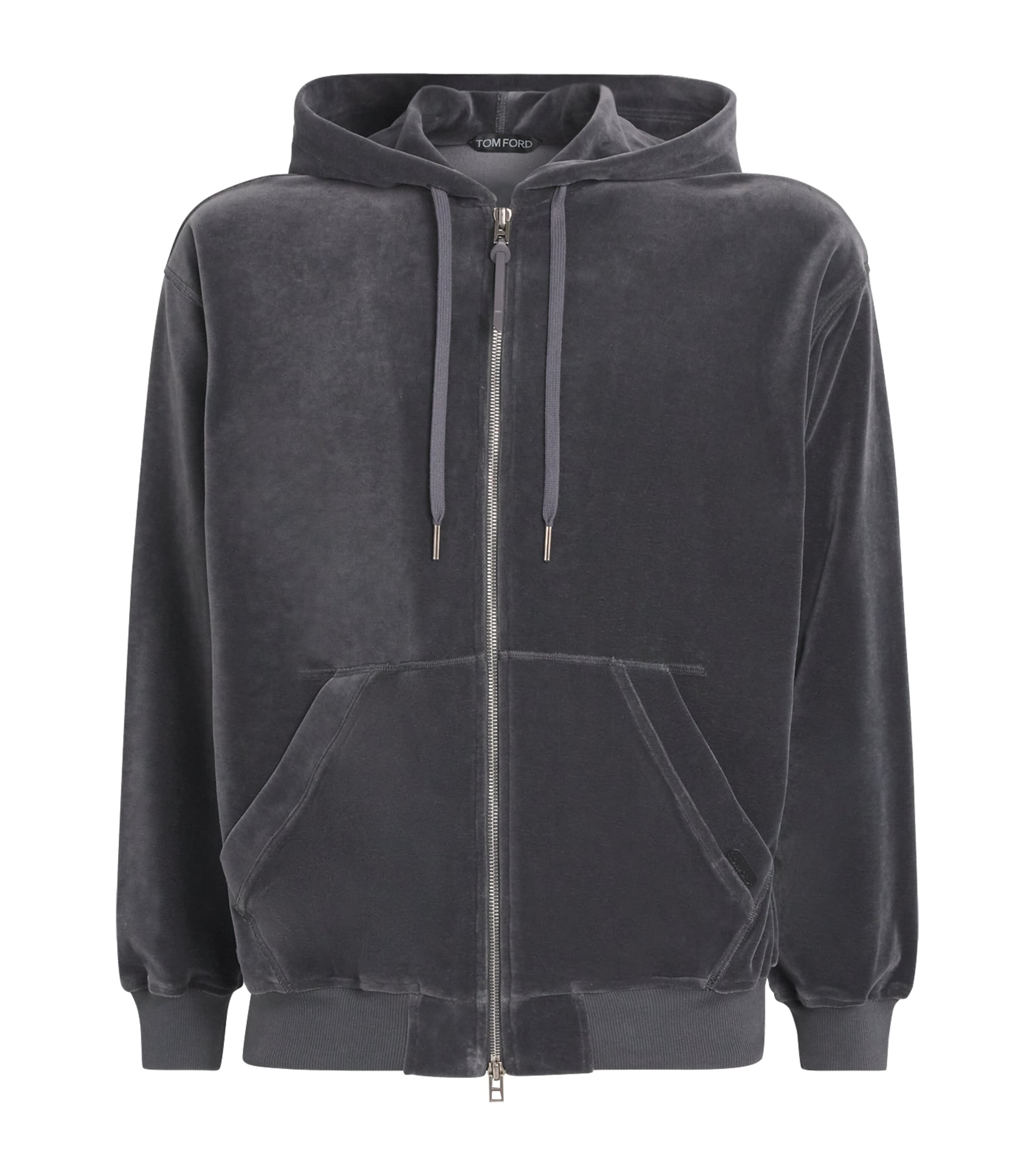 TOM FORD Mens Velour Zip-Up Hoodie Tav Image 1