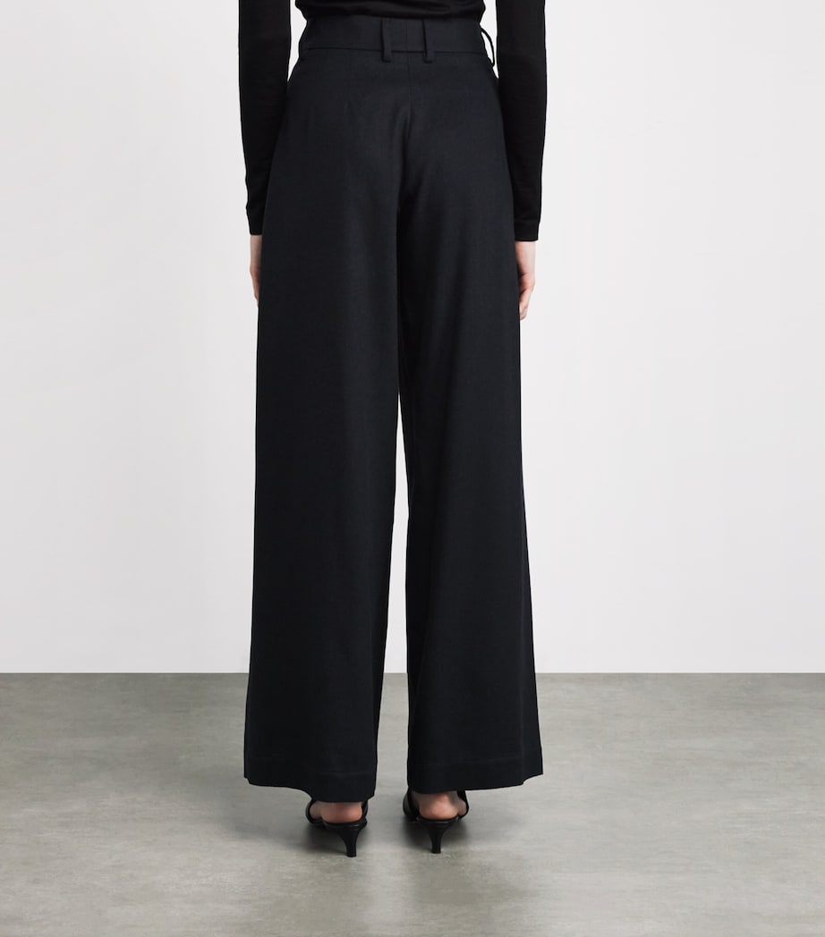 Kid Cashmere Pleated Wide-Leg Trousers 4 BLACK Image 4
