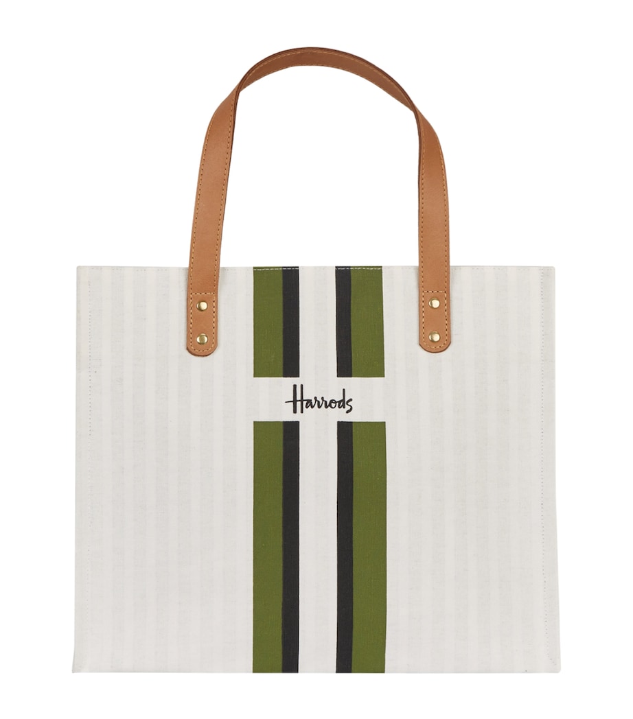 Harrods Green Logo Stripe Shopper Bag Harrods LK