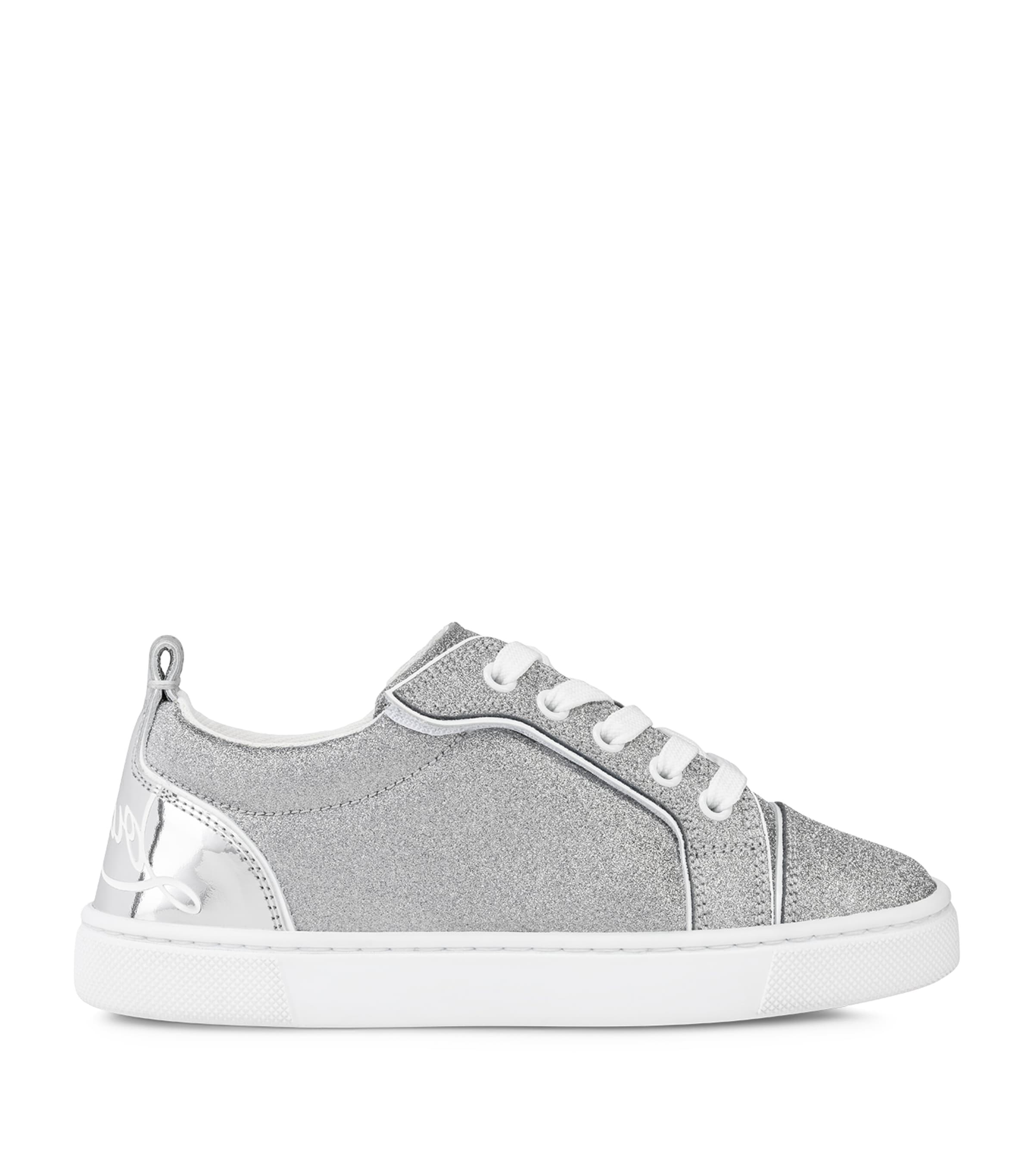 Christian Louboutin Girl's Funnyto Patent Leather Glitter Low-top Sneakers, Toddlers/kids In Silver