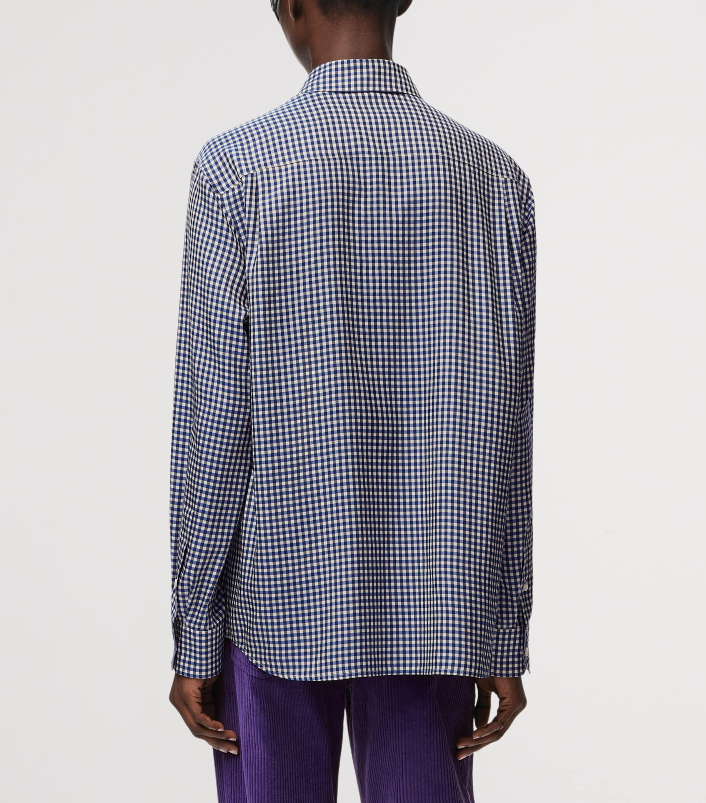 LOEWE Womens Silk-Blend Gingham Shirt Blue/white Image 4