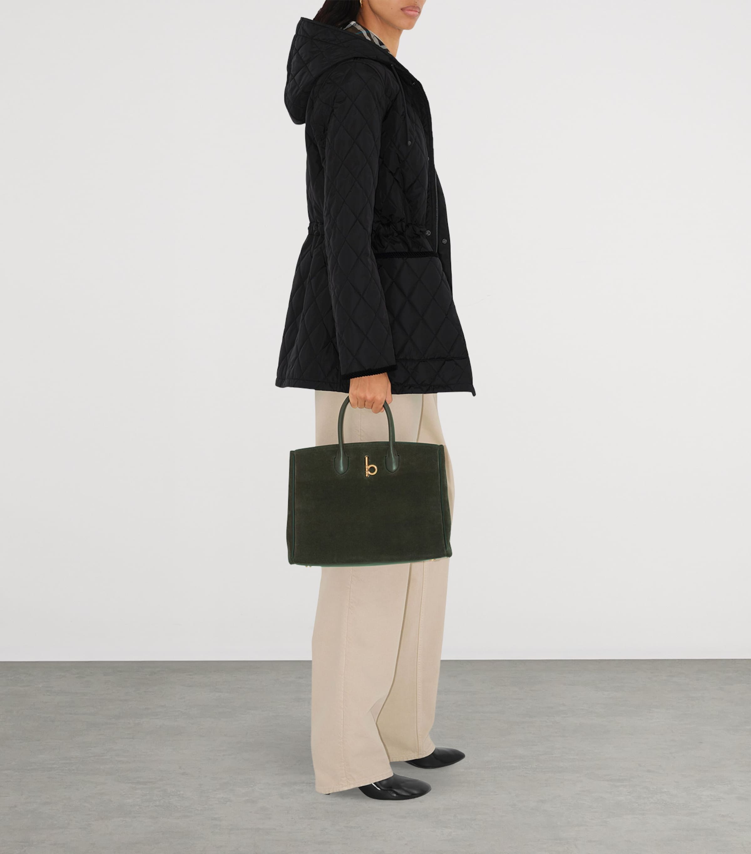 Quilted Corduroy-Trim Parka BLACK Image 6