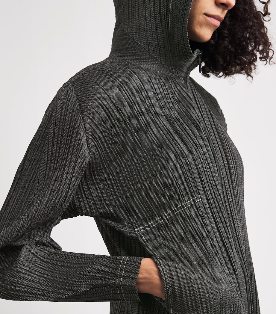 Cotton Denim Zip-Up Jacket BLACK Image 6