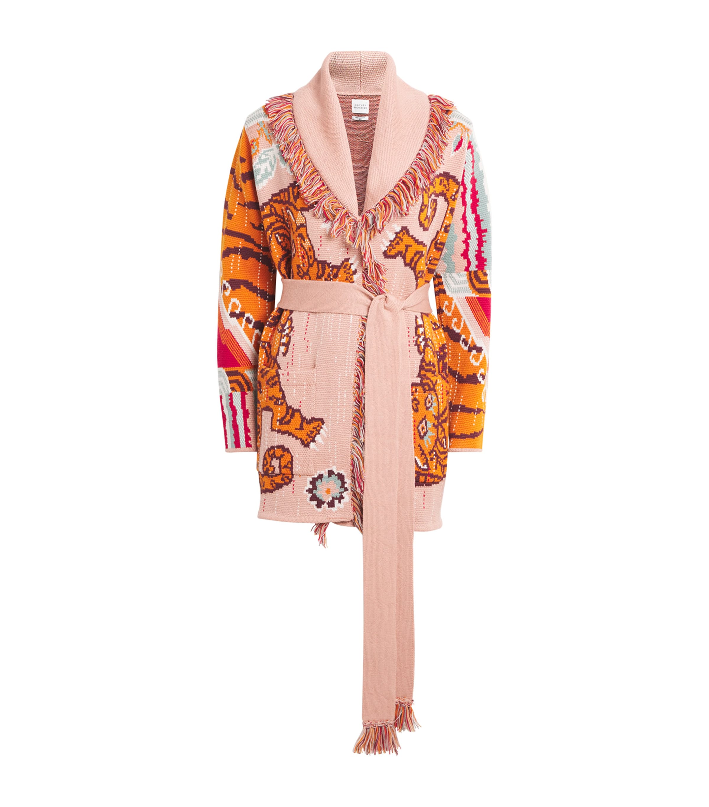 Shop Hayley Menzies Merino Wool Jacquard Cardigan In Pink