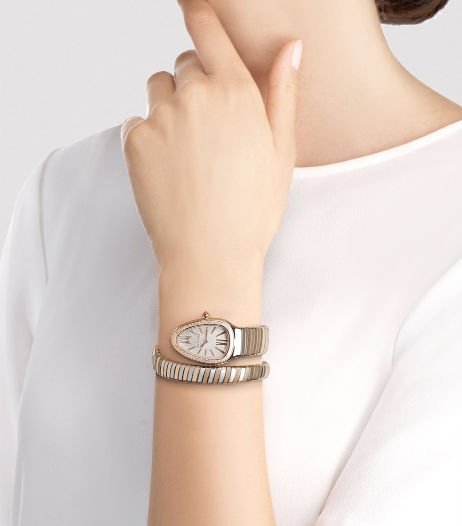 Rose Gold, Stainless Steel, Diamond and Rubellite Serpenti Tubogas Watch 35mm GREY Image 4