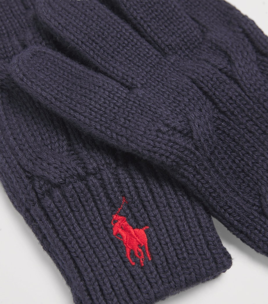 Cotton Mini Logo Gloves (6-9 Years) NAVY Image 2