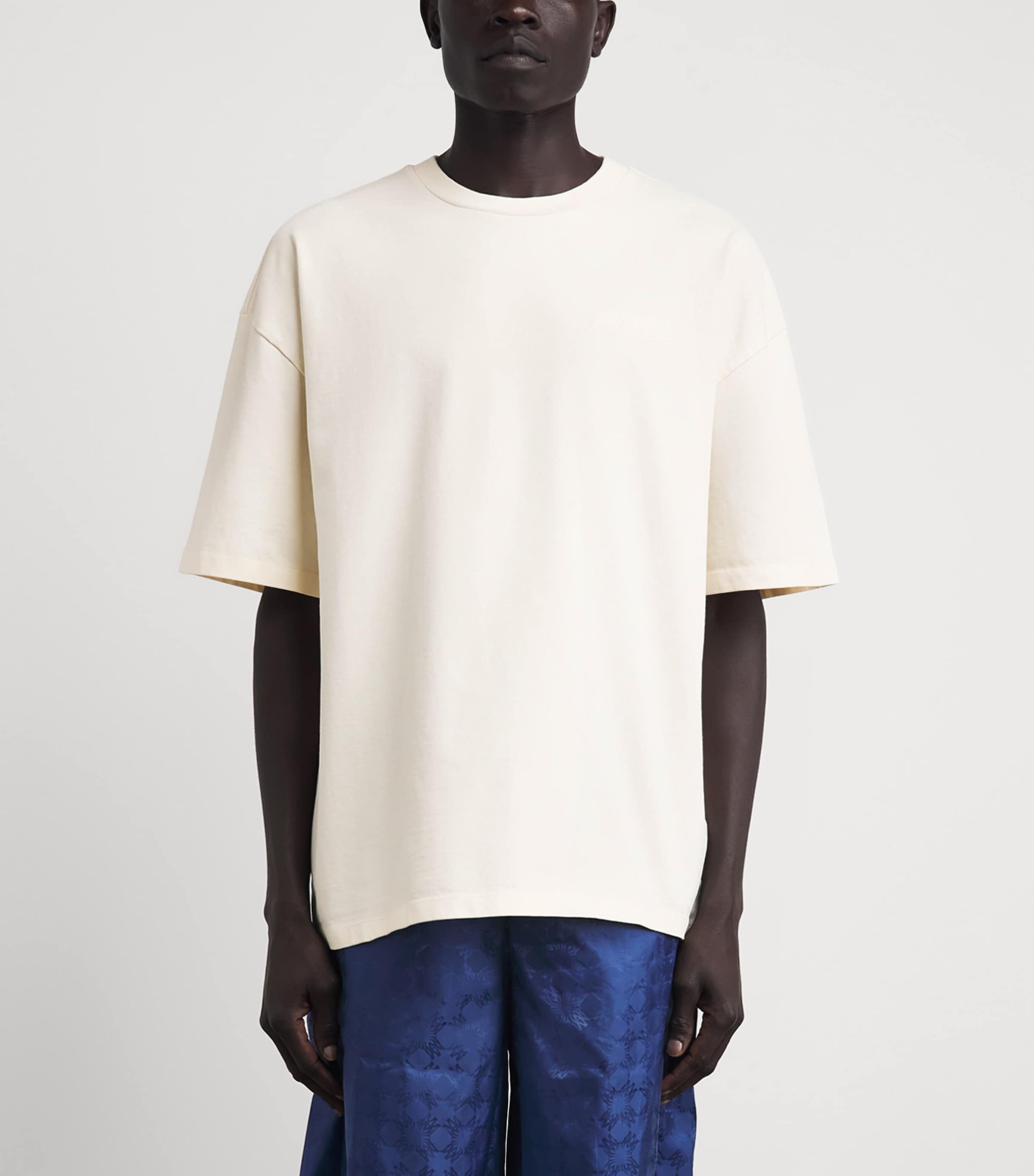 AMIRI Mens Cotton Check Patch T-Shirt Ivory Image 4