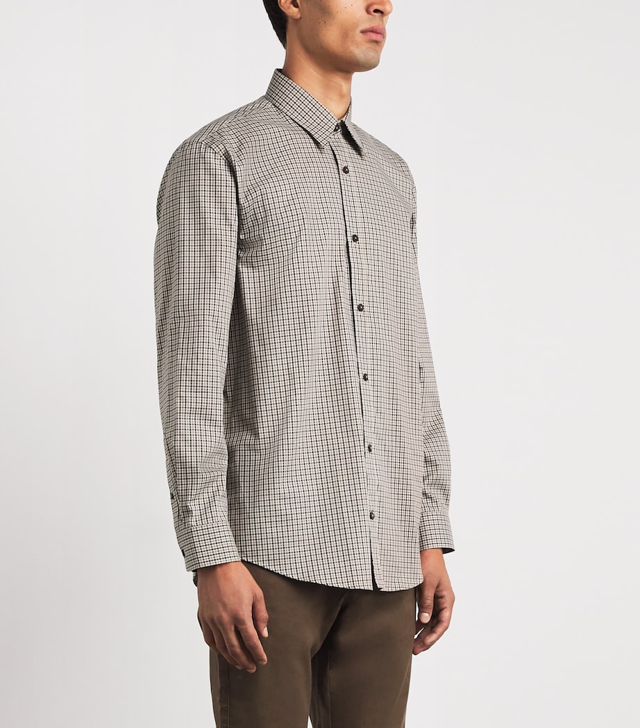 Purdey Mens Cotton Tattersall Shirt Taupe Image 4
