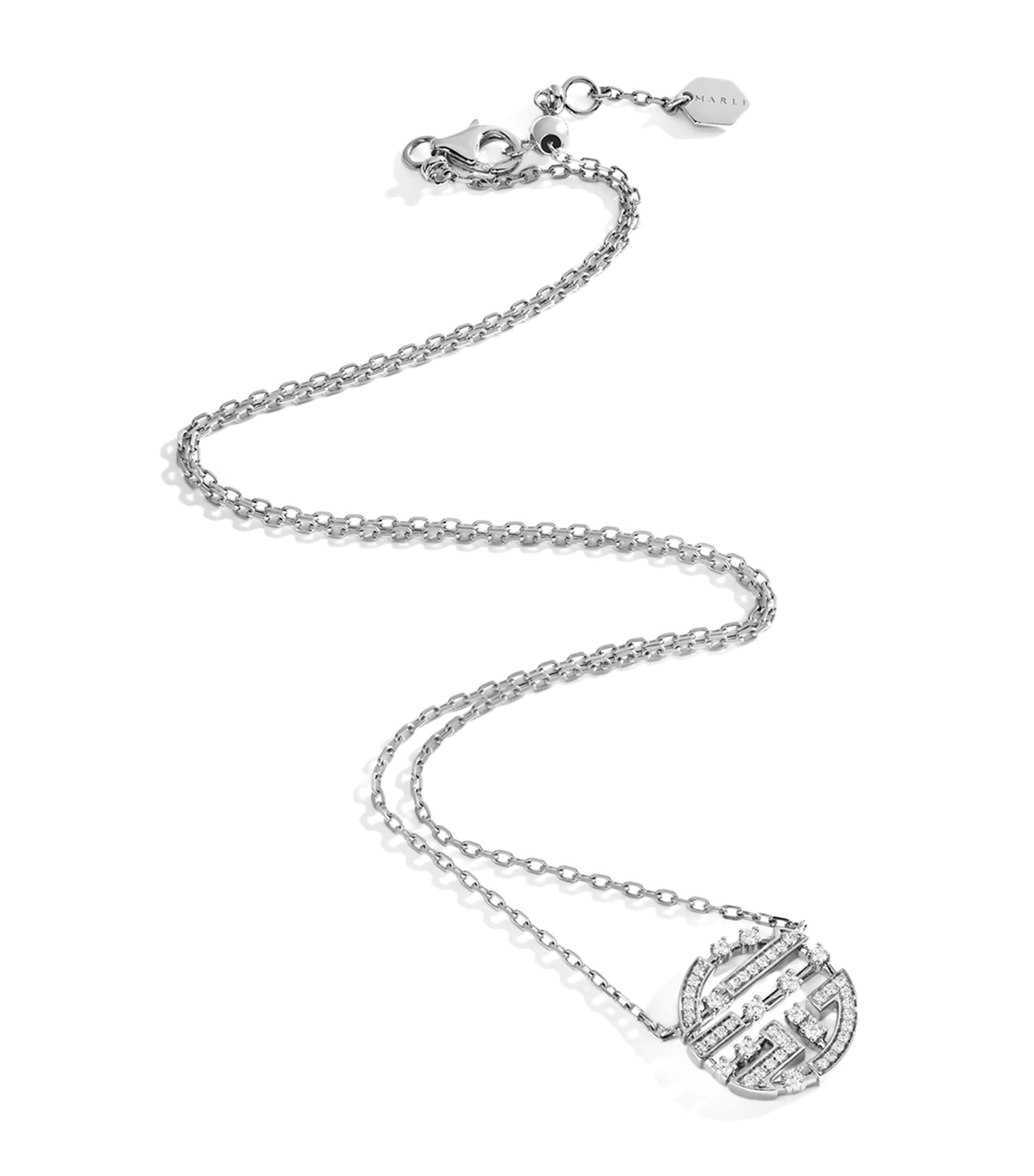 Marli New York White Gold And Diamond Avenues Necklace In White