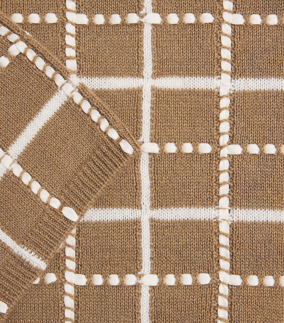 Lafayette 148 Womens Cashmere-Linen-Blend Grid Sweater Cdkmu Cadet Khki Mlt Image 6
