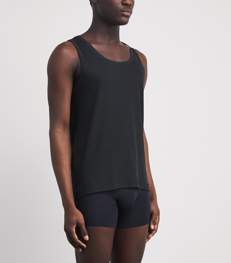 Hanro Mens Cotton Essentials Tank Top Black Image 2