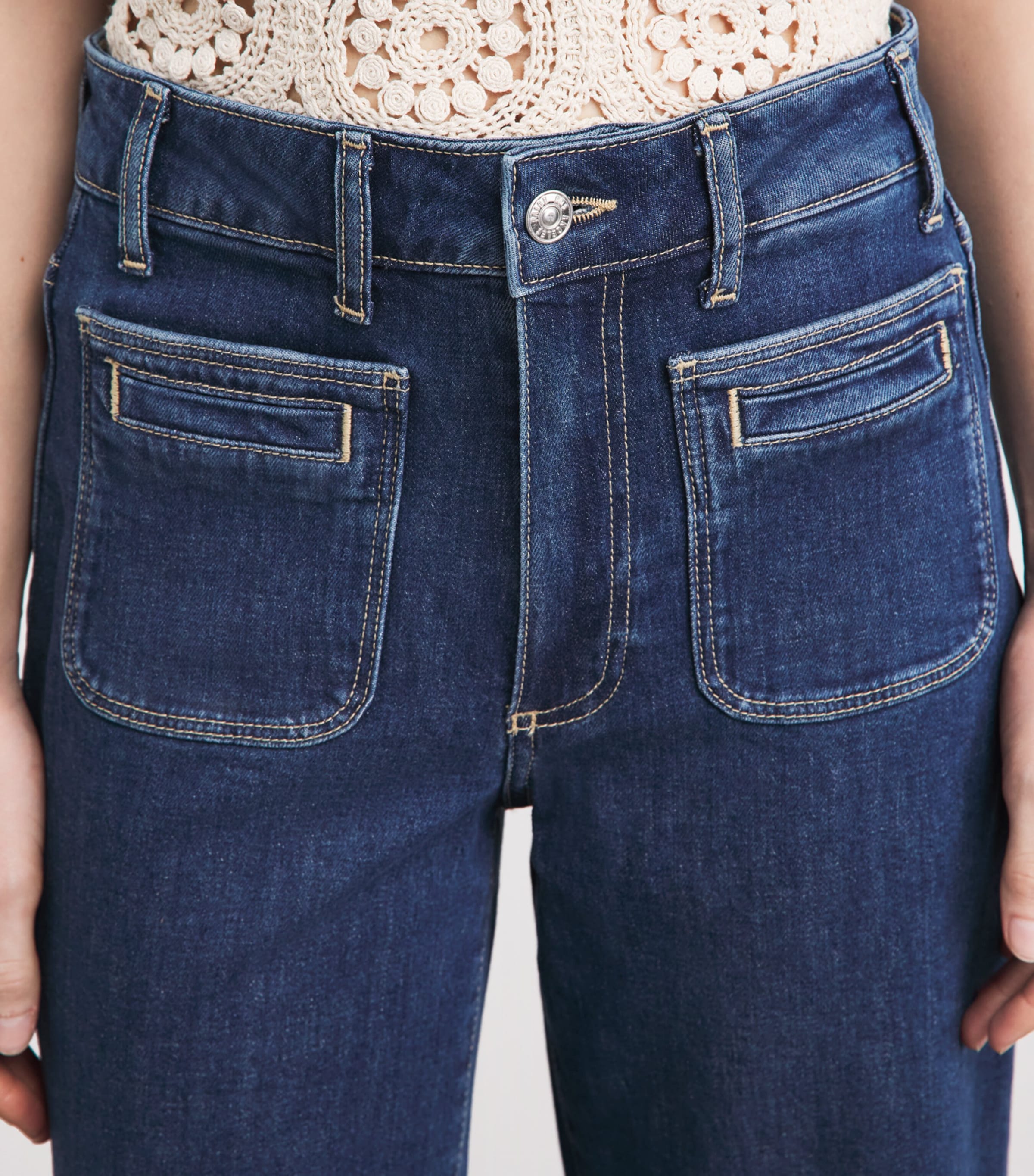 PAIGE Womens Anessa Wide-Leg Jeans Navigator Image 3
