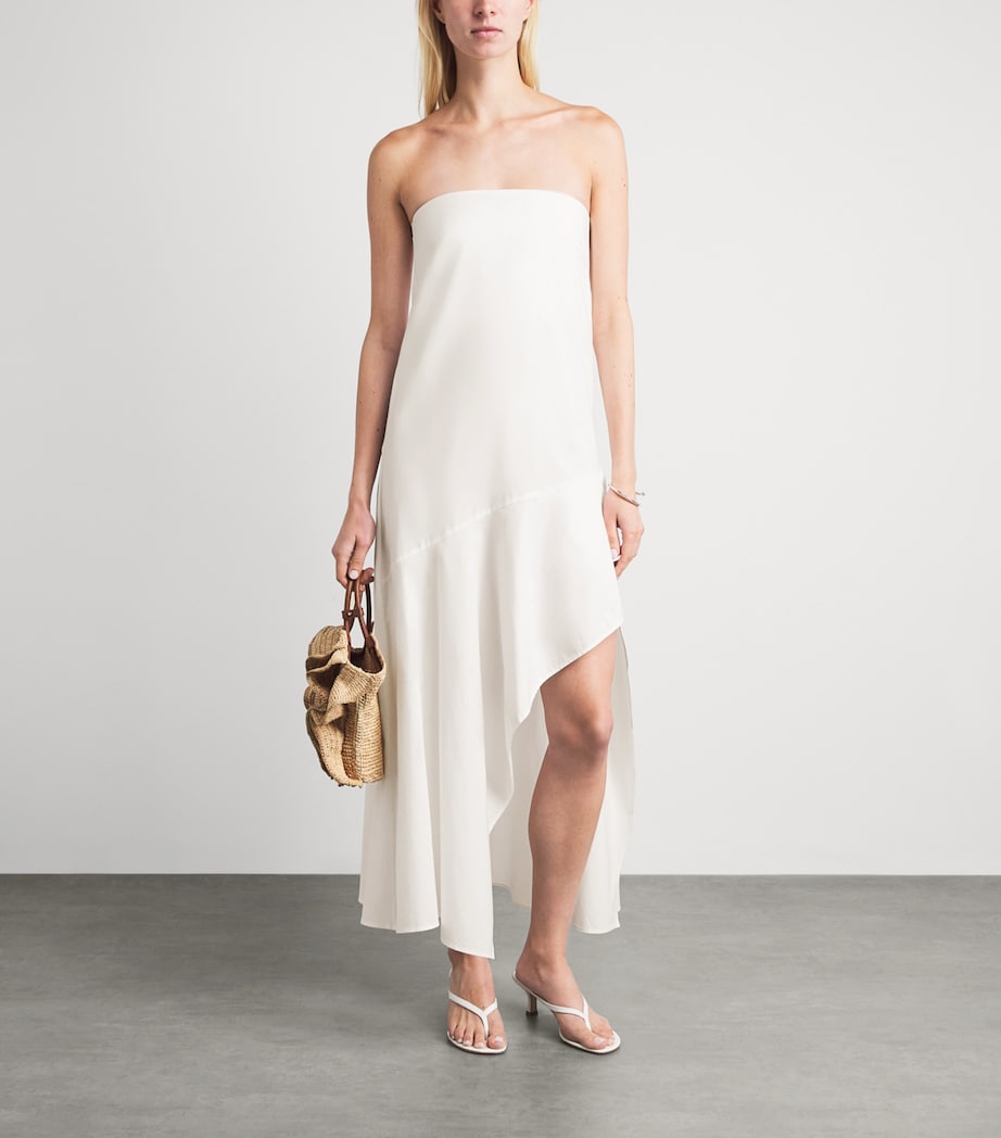 St. Agni Womens Organic Cotton Oxford Midi Dress White Image 2