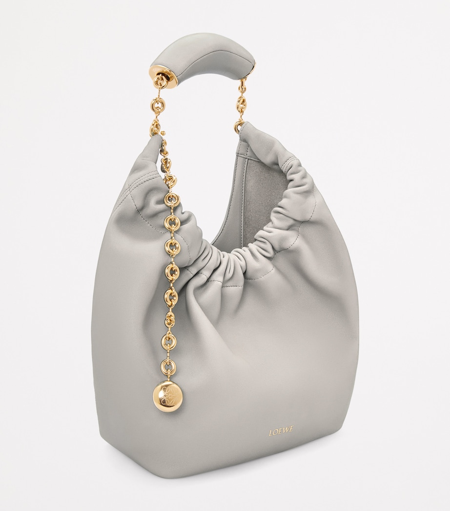 Small Leather Squeeze Top-Handle Bag GREY Image 3