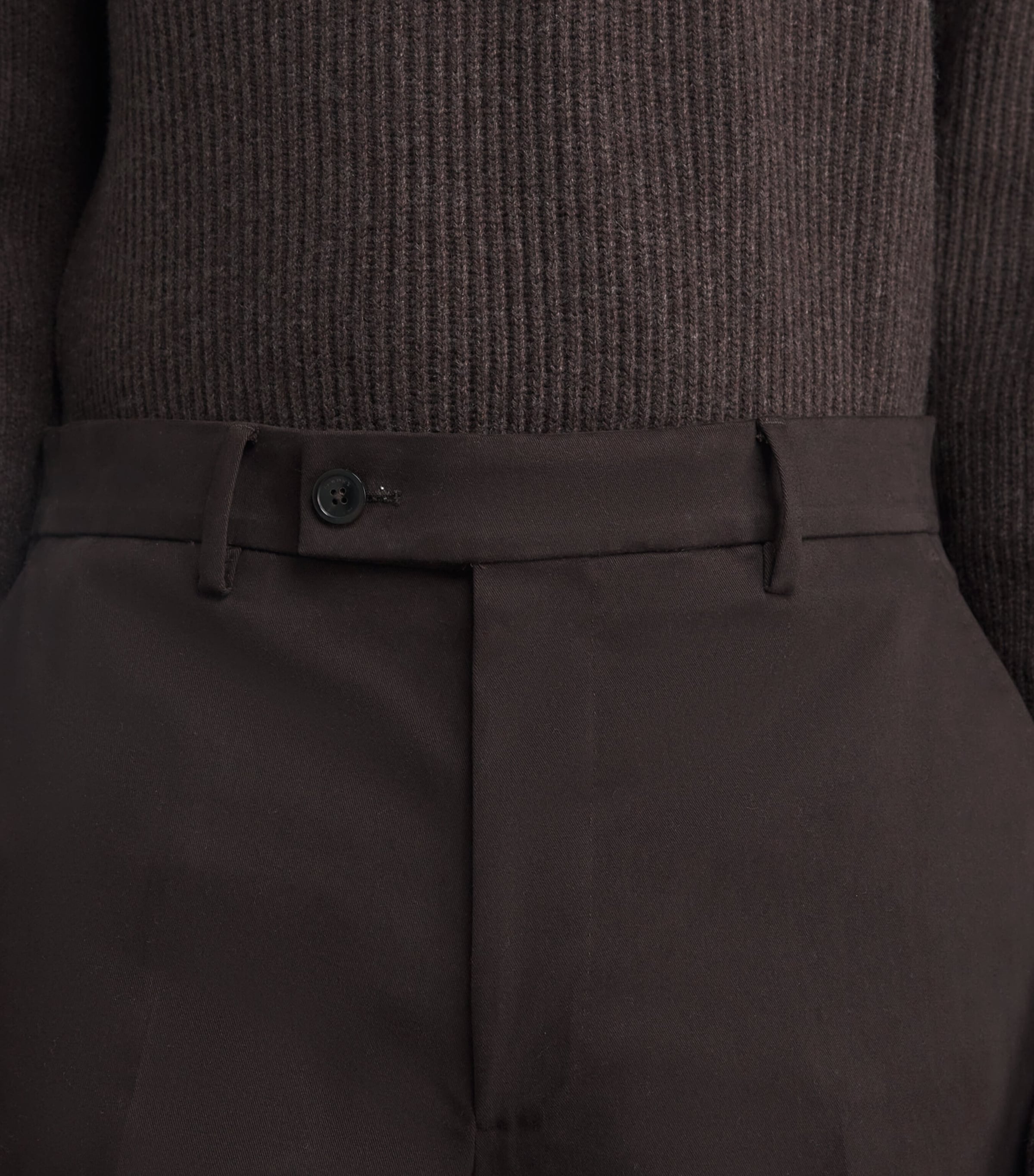 Cotton Flat Front Trousers WALNUT Image 6