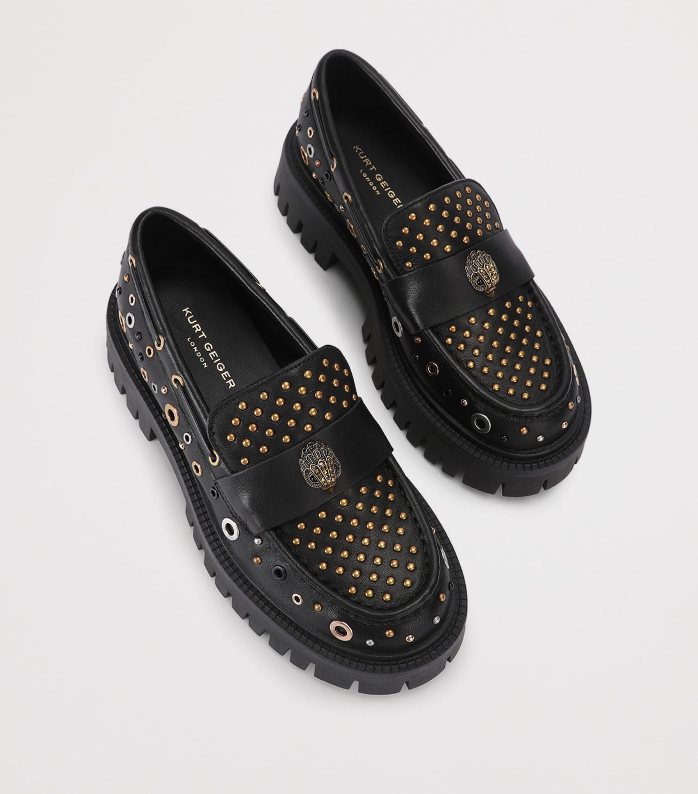 Kurt Geiger London Leather Studded Chunky Loafers Black Image 4