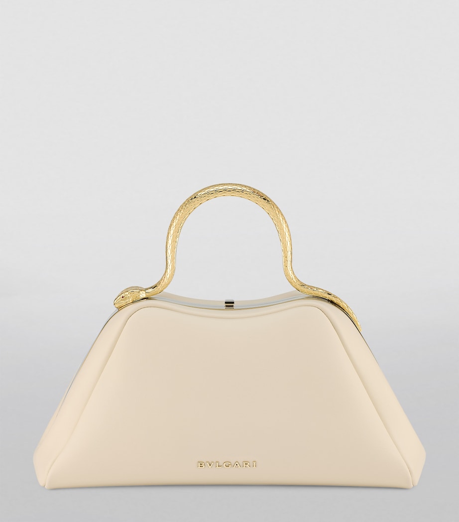 Small Leather Serpentine Top Handle Bag WHITE Image 3