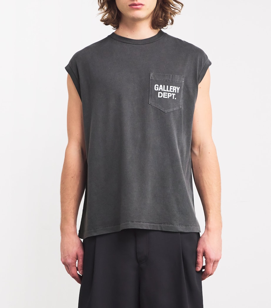 GALLERY DEPT. Mens Cotton-Blend Sleeveless Augi T-Shirt Vintage Black Image 3