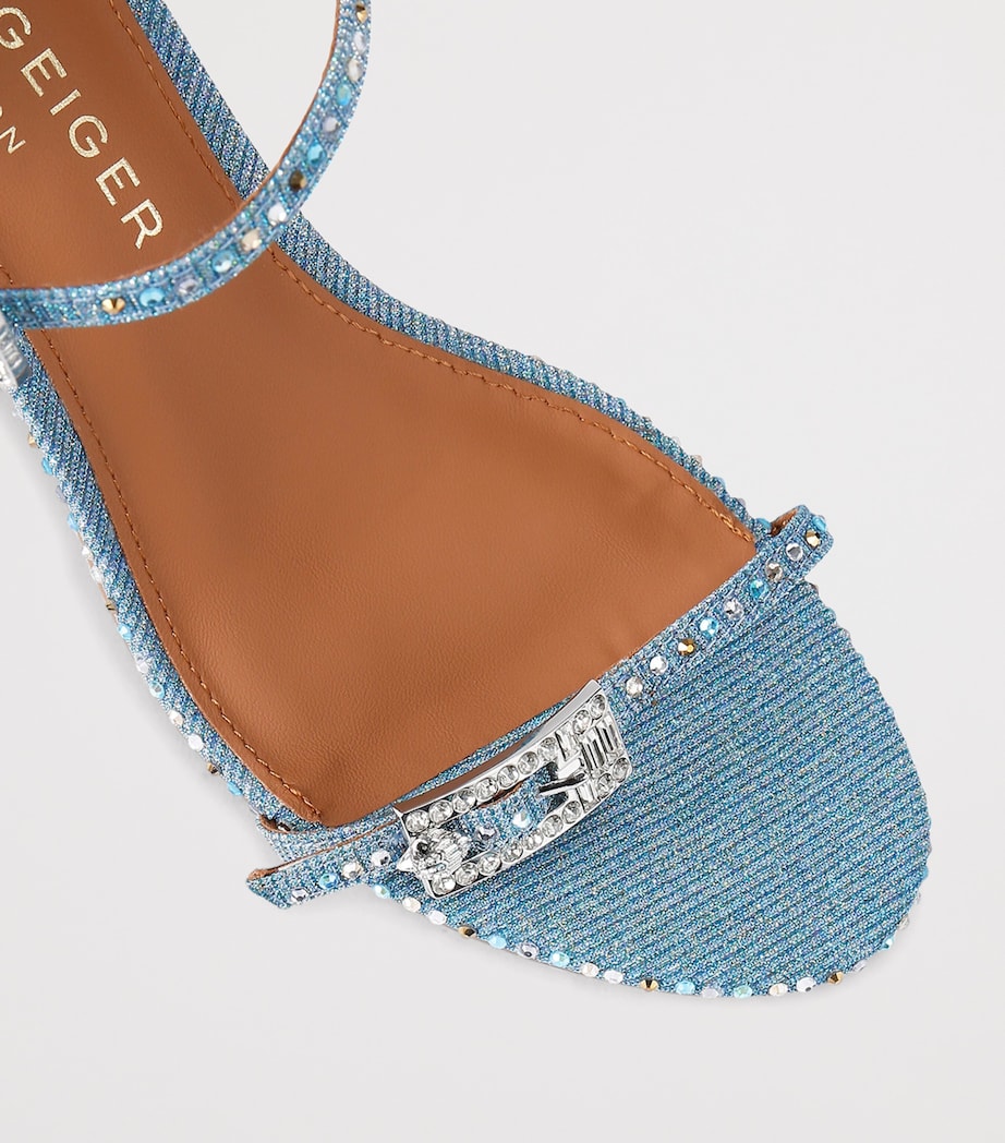 Kurt Geiger London Embellished Strass Heeled Sandals 75 Pale Blue Image 2