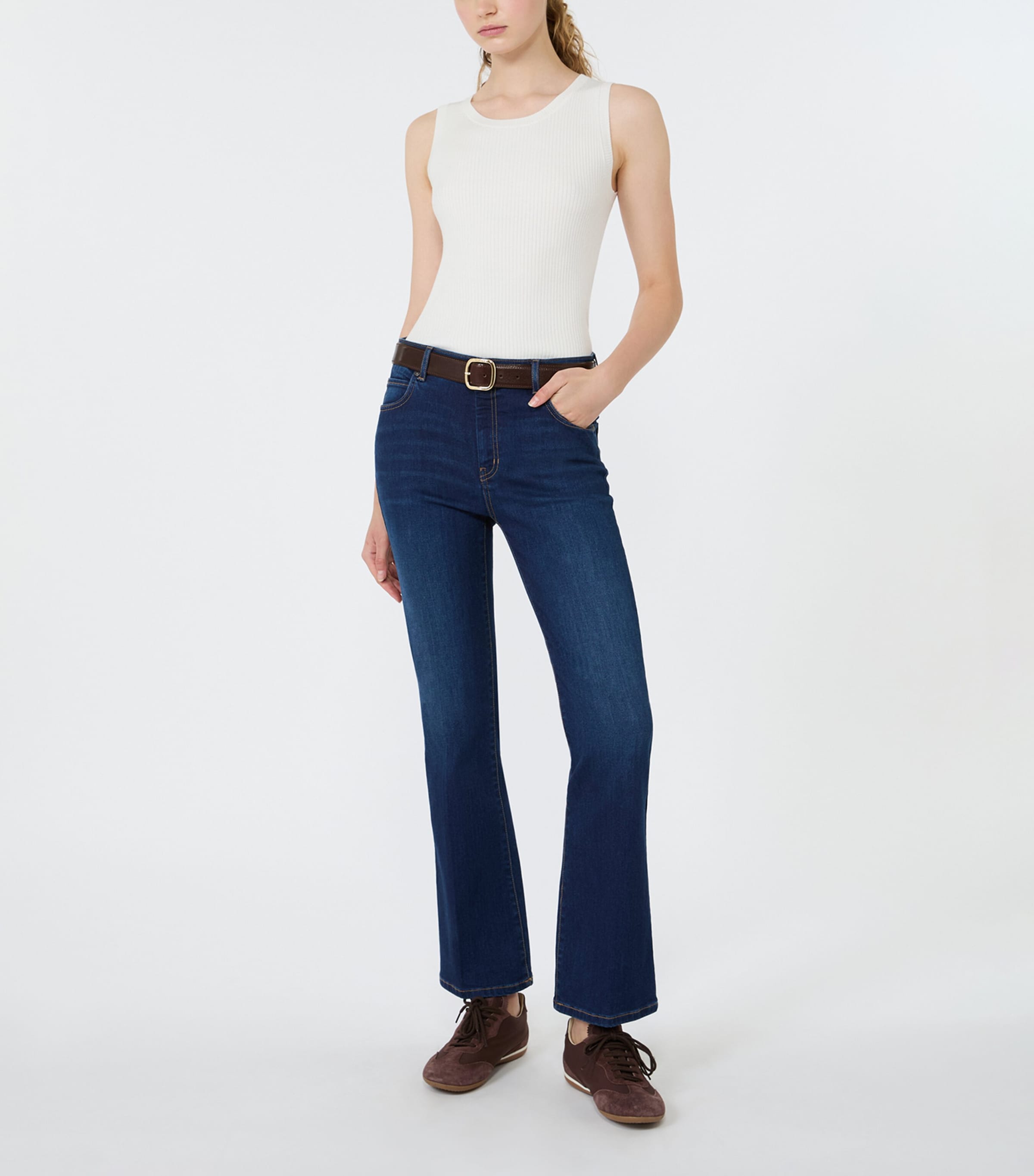 Weekend Max Mara Womens Rib-Knit Tank Top White Image 2