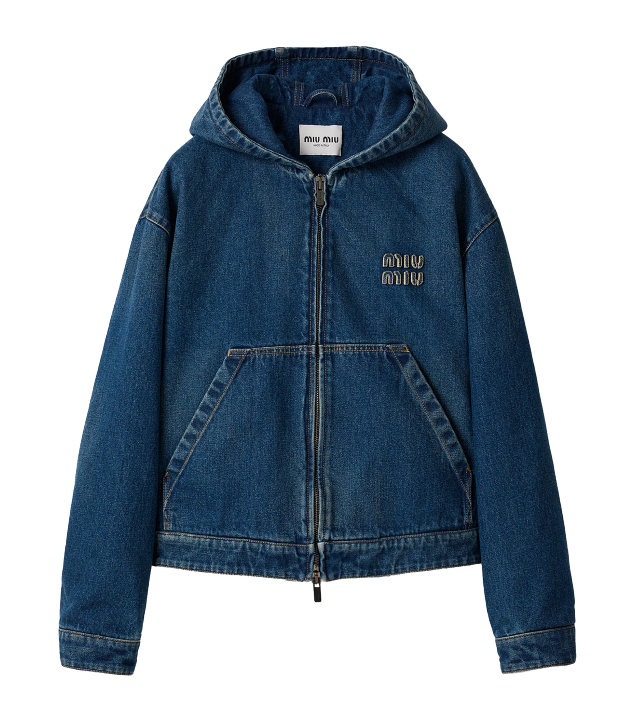 MIU MIU DENIM ZIP-UP HOODIE