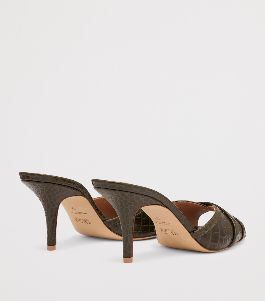 Malone Souliers Croc-Embossed Leather Perla Mules 70 Olive Image 4