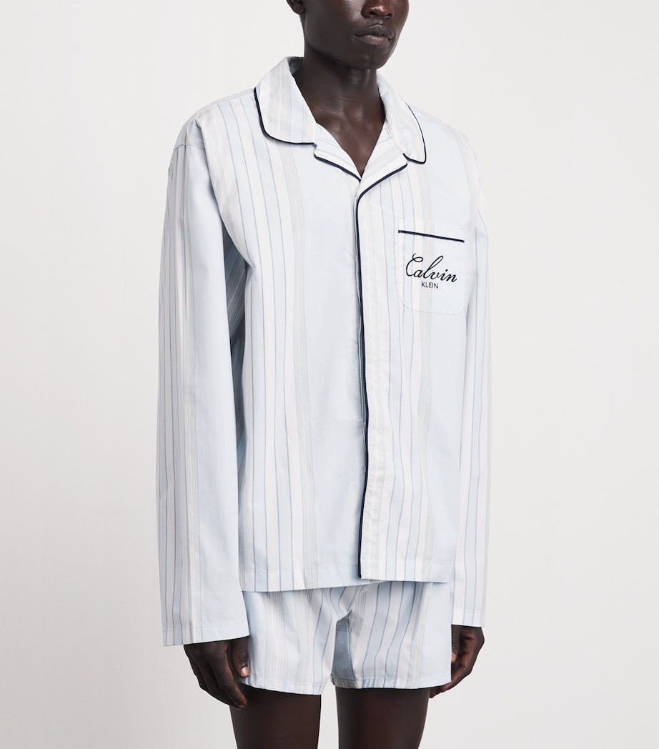 Calvin Klein Mens Cotton Poplin Stripe Pyjama Top Crest Stripe Ic Image 4