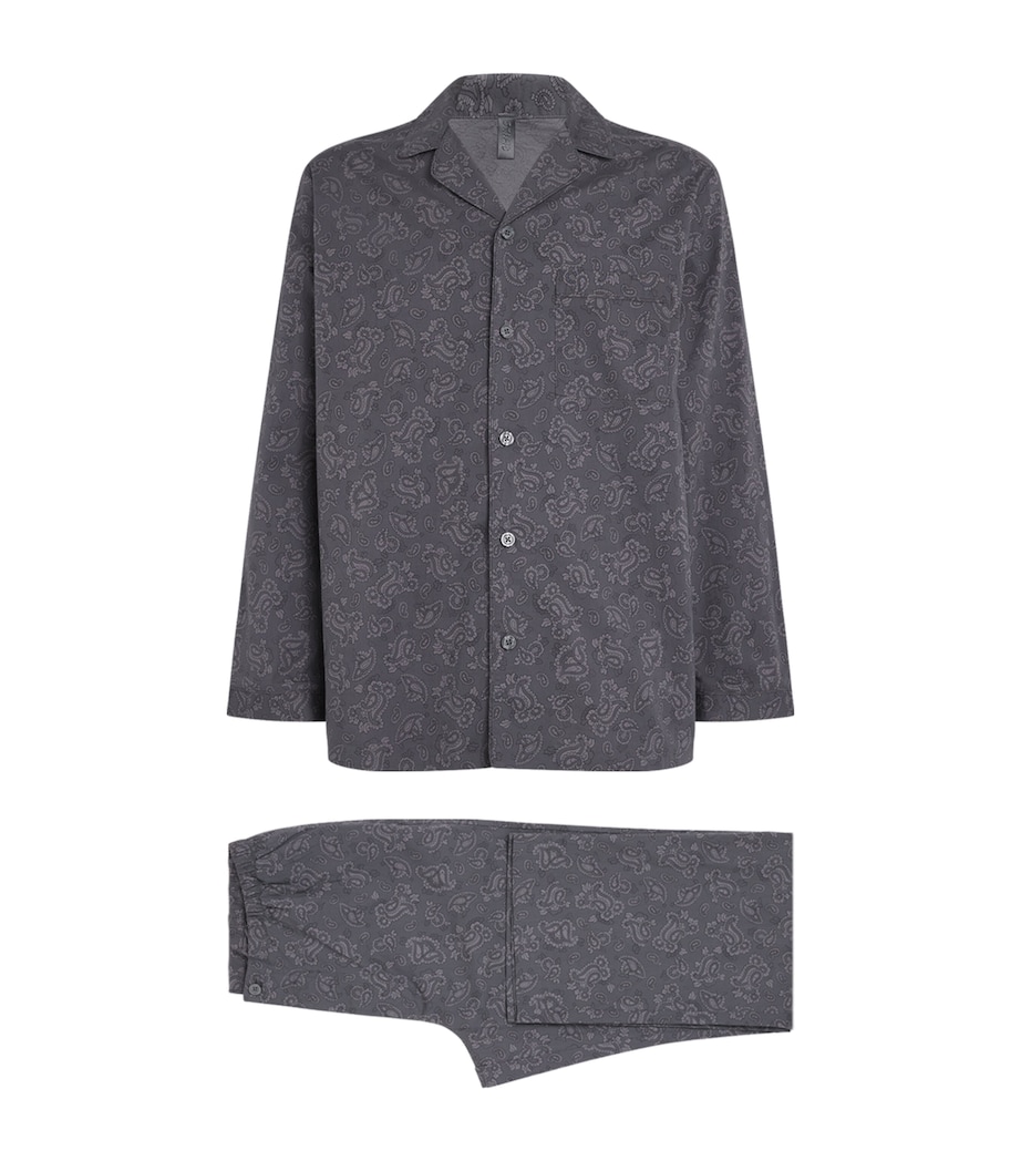 Cotton Poplin Pyjama Sleep Set ASH PAISLEY PRINT Image 1