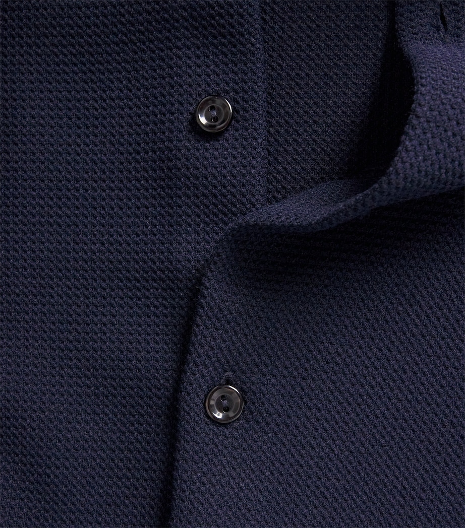 Sandro Paris Mens Textured Short-Sleeve Shirt Navy Blue Image 6