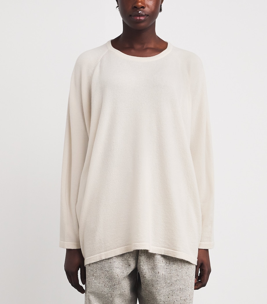 Cashmere Raglan-Sleeve Sweater CREME Image 3