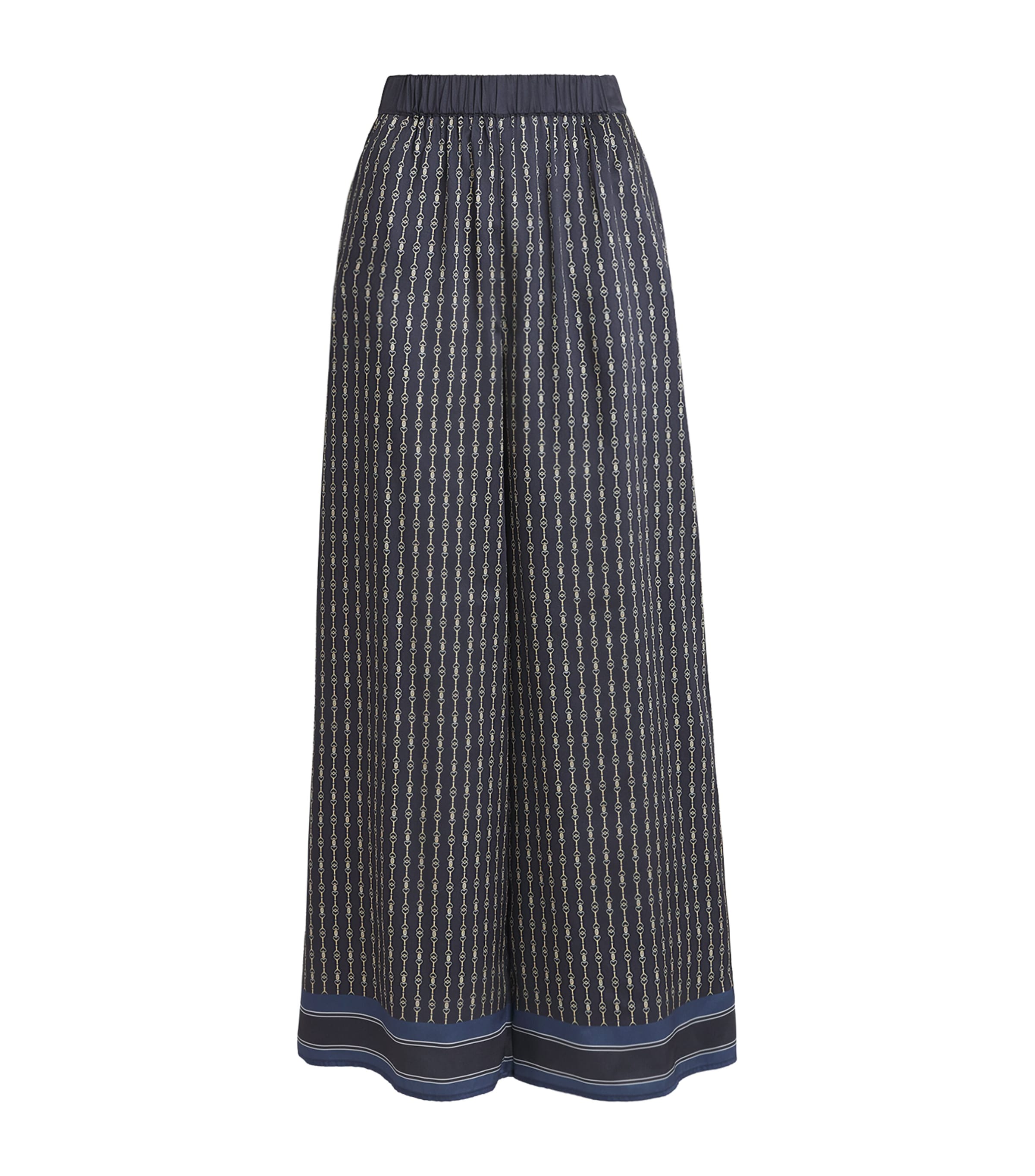 Claudie Pierlot Womens Dark Print Graphic-print Wide-leg Woven Trousers In Blue