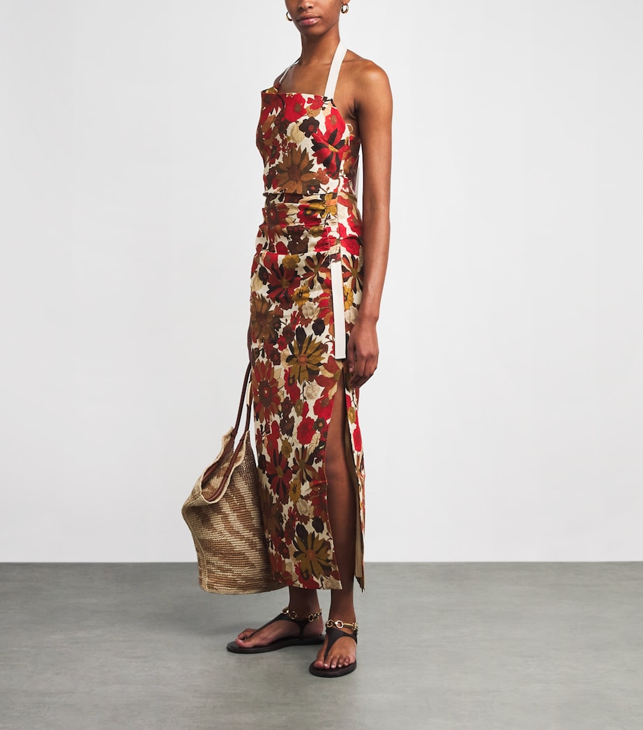 Linen Floral Midi Dress FLORA ROSSO Image 2