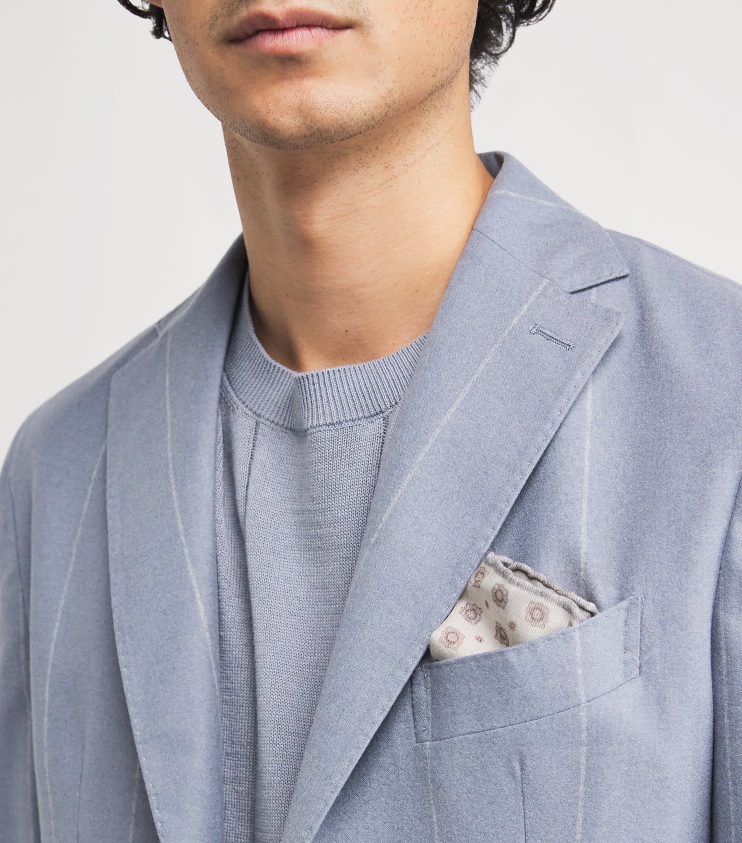 Cotton-Wool Printed Pocket Square BIANCO E BEIGE Image 2