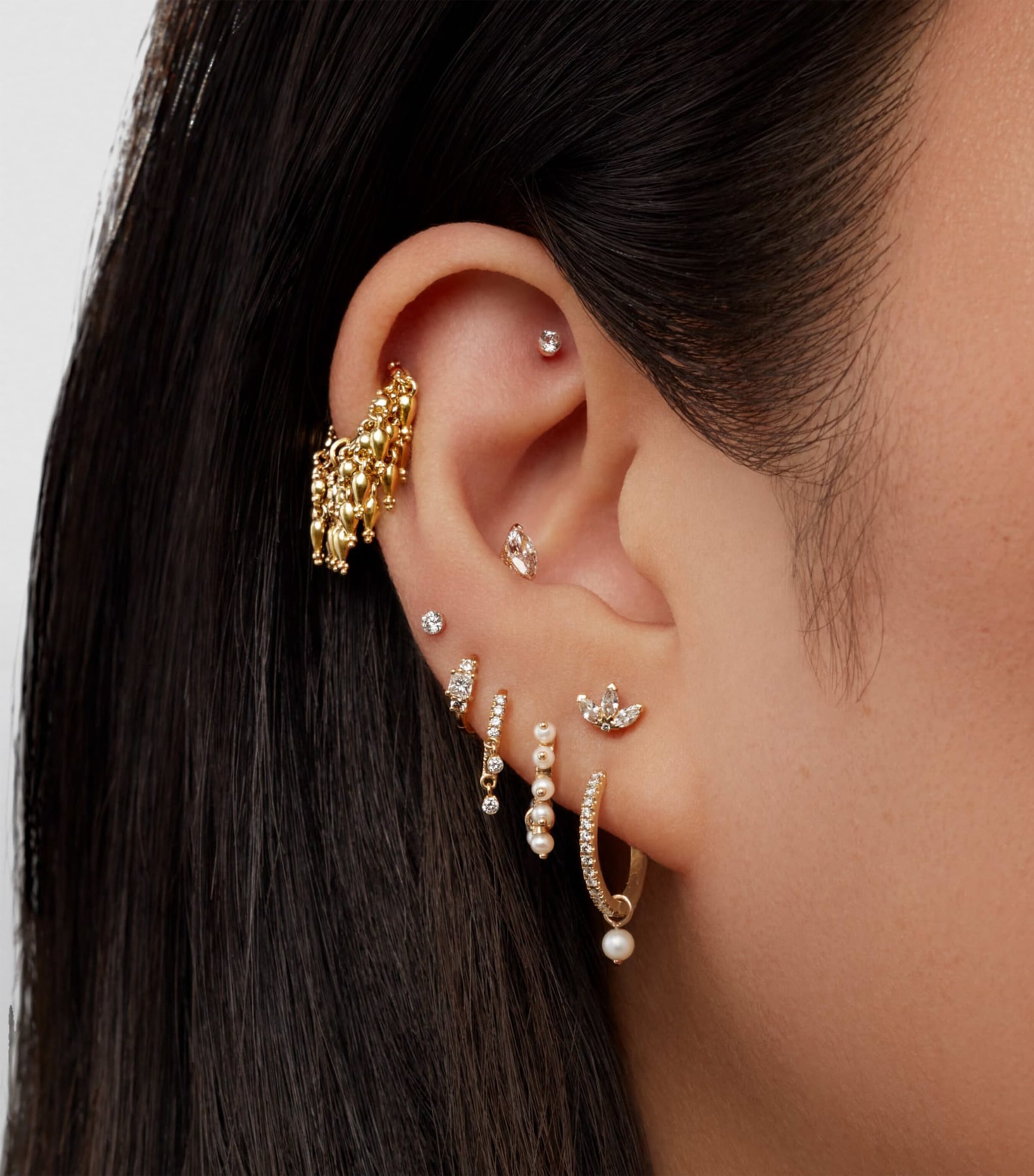 Diamond Eternity Single Hoop Earring (9.5mm) WHITE GOLD Image 2