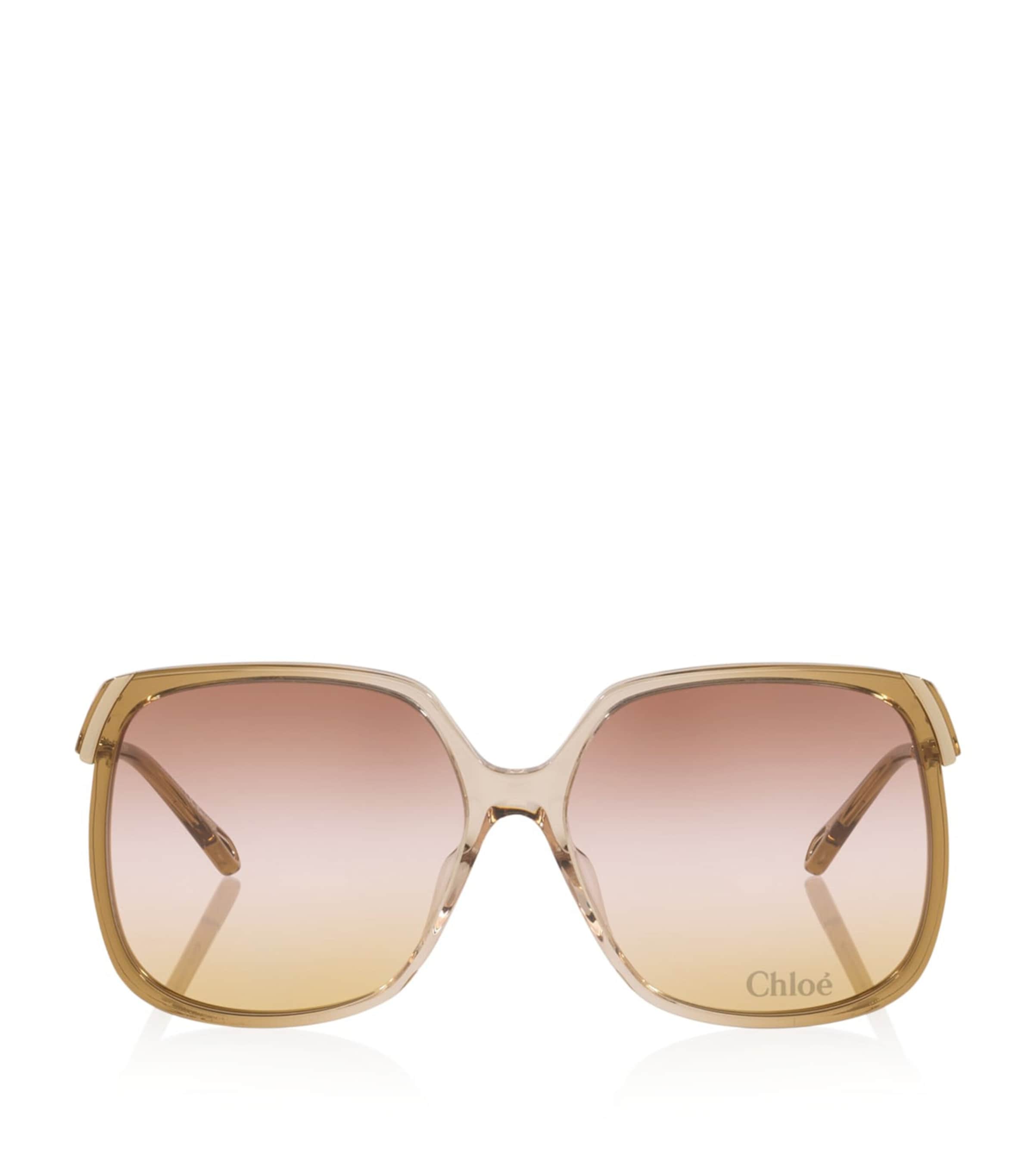 Chloé Brown Acetate CH0286S Rectangle Sunglasses | Harrods US display picture 3