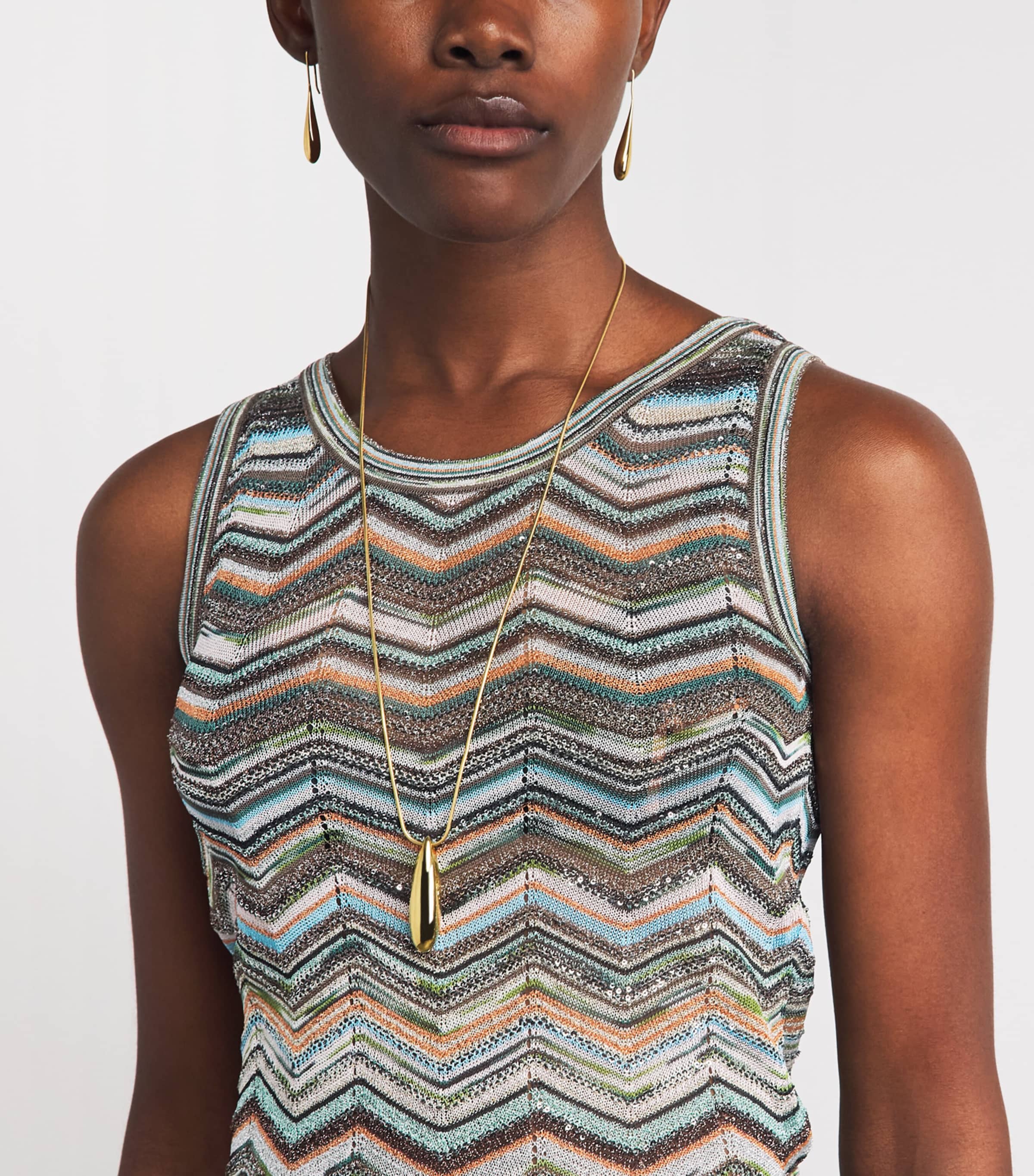 Missoni Womens Sequin Chevron Tank Top Smspo Mltclr W Bk,bn Image 3