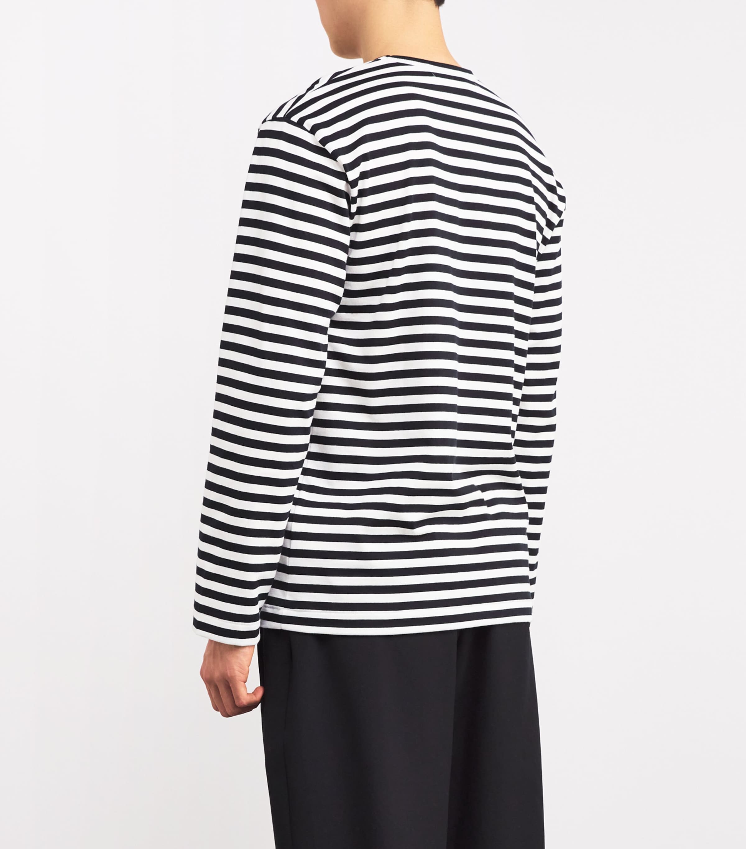 Comme Des Garçons Play Mens Striped Heart Logo T-Shirt Black/white Image 4