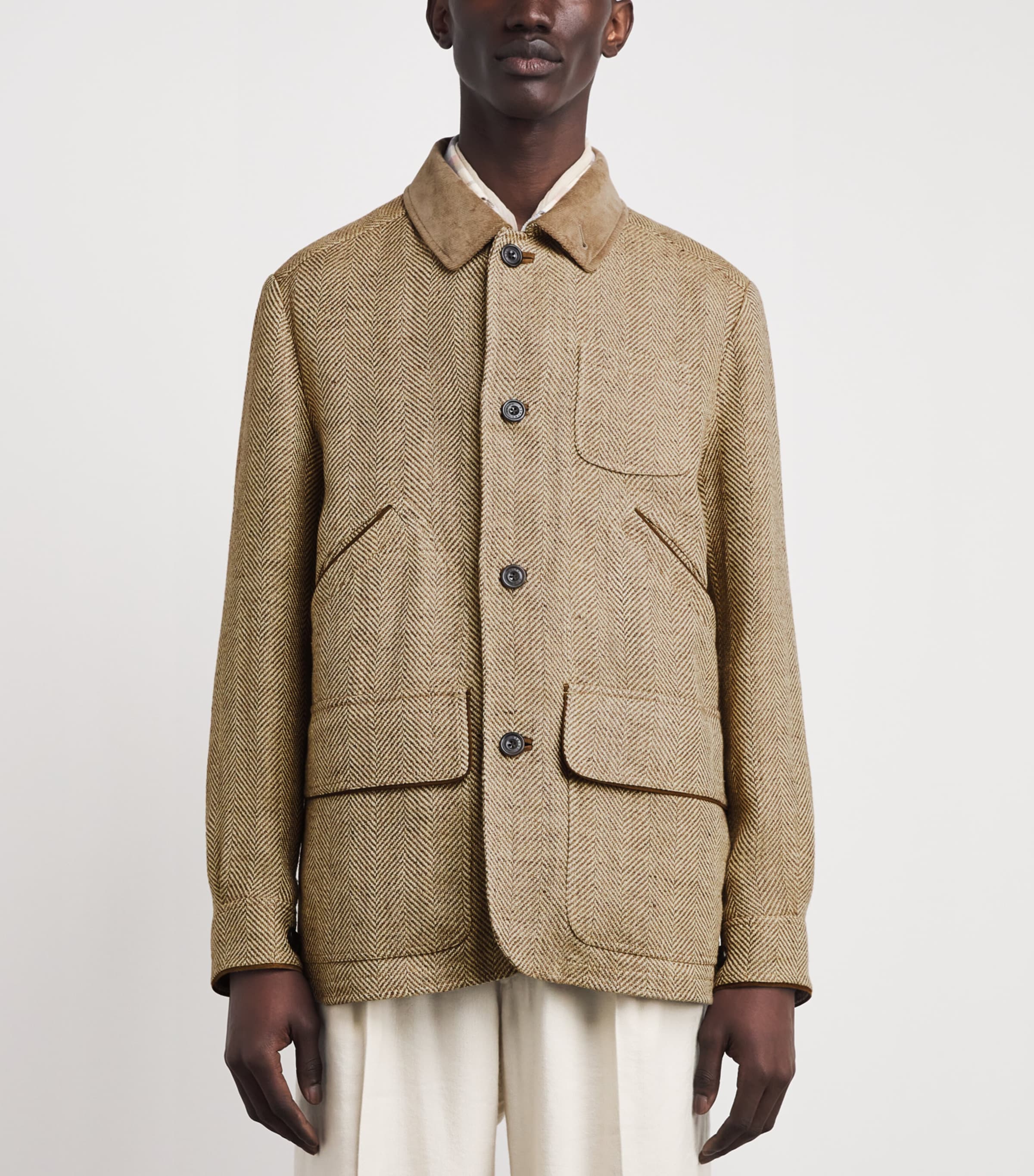 Ralph Lauren Purple Label Mens Linen Field Jacket Brown Image 4