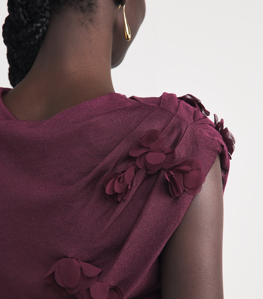 Simkhai Womens Floral Appliqué Tessa Top Fig Image 3